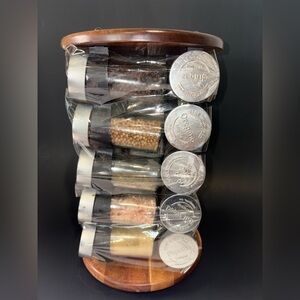 Rotating Spice Rack with Glass Jars
